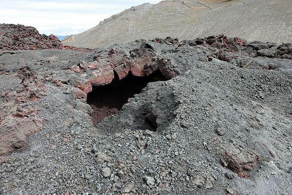 03D-5876 Collapsed Lava Tube at the Initial Eruption Site of the Volcano Eyjafjallajokull Iceland