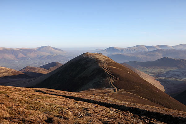 04D-1961 The View NE from the Slopes of Sail Towards the Summit of Causey Pike, Blencathra and the Helvellyn Range Lake District Cumbria UK.
