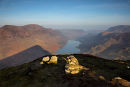 04D-5198 The Buttermere Valley From the Summit of Fleetwith Pike in Early Morning Light Lake District Cumbria UK
