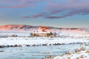 04M-2508 Harwood Beck and Wheysike House in Winter with Cronkley Fell Behind, Upper Teesdale, County Durham UK