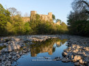 04M-4521 The Castle of Barnard Castle with Reflection in the River Tees, Teesdale County Durham UK