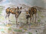 Painted Dogs - Original watercolour A2