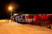 Puerto Villamil at night - the small beachfront bar where we stopped for a beer