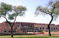 The Agra Fort wall, Uttar Pradesh, India. (Red Fort of Agra)