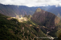 The narrow winding road up to Machu Picchu