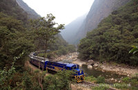 Vistadome train on the way to Machu Picchu