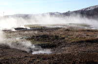 Hot water springs in the Geothermal Park at Geysir. (1)