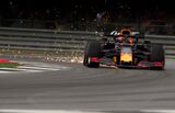 Max Verstappen in the Red Bull sparking around Copse corner at Silverstone 2019