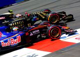 Max Vesrtappen overtaking Pastor Maldonado into Ste Devote Monaco 2015