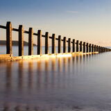 Golden light on groynes, Dawlish Warren