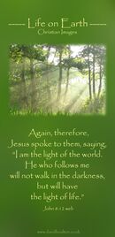 Again, therefore, Jesus spoke to them, saying, “I am the light of the world. He who follows me will not walk in the darkness, but will have the light of life.” (John 8:12 WEB)