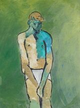 Nude against a green background (after Keith Vaughan)