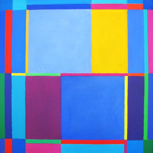 'Blue Intersections' 45x45cm acrylic on canvas 2002