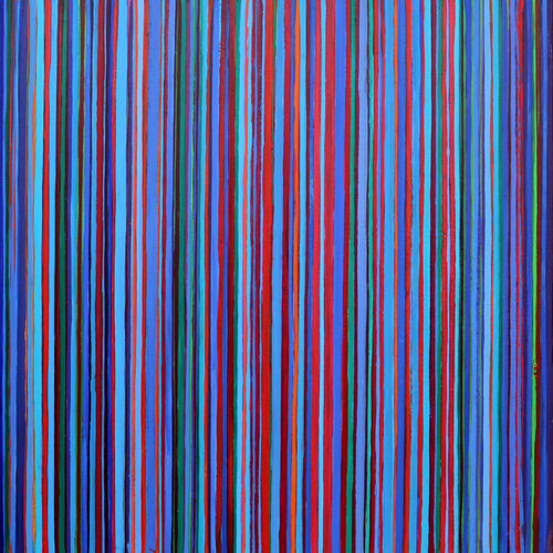 'Red Blue Lines' 60x60cm acrylic on canvas 2005
