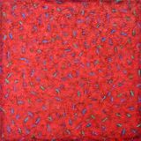 'Distribution on Red' 60x60cm acrylic on canvas 60x60cm 2007