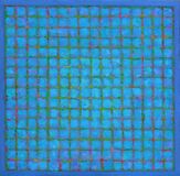 'Grid 3 - Red on Blue' 45x45cm acrylic on canvas 2015