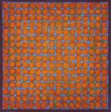 Grid 5 - Blue on Orange 45x45cm acrylic on canvas 2015 (Private Collection)