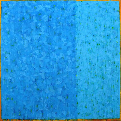 'Blue Drench 2' 80x80cm acrylic on canvas 2019 (Private Collection)