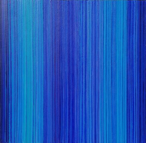 'Blue Lines 6' arylic on canvas 60x60cm 2006 reworked 2024 (Private Collection)