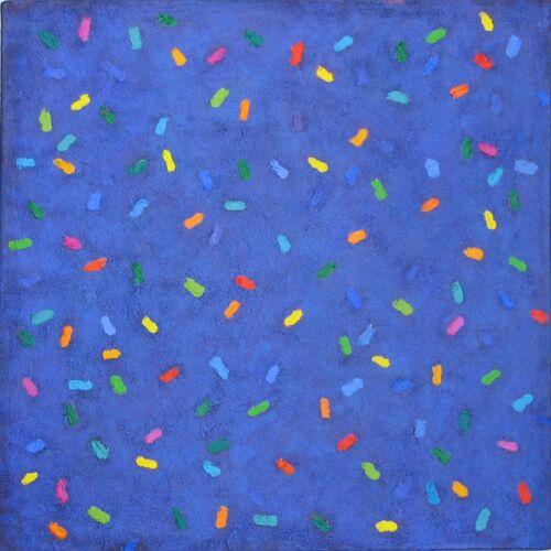 'Circulating on Blue 1' 46x46cm acrylic onj canvas 2008 (Private Collection)