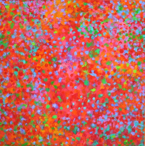 'Clusters 11 on Red' acrylic on board 40x40cm 2022
