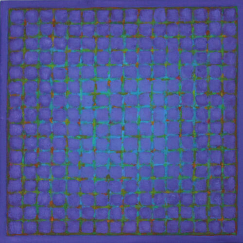 Grid 4 - Blue on Blue Violet 45x45cm Acrylic on canvas 2015 (Private Collection)
