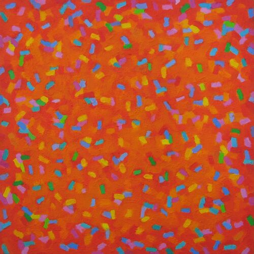 'Hot Spots onYellow Orange' 45x45cm acrylic on canvas 2010 (Private Collection)