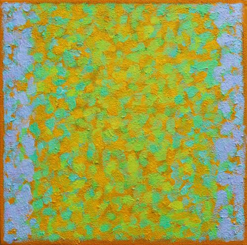 'Yellow Burst 1 ' acrylic on canvas 36x36cm 2019