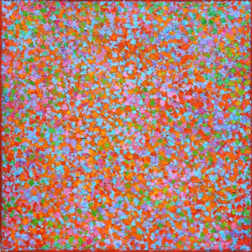 'Orange Gathering 2' acrylic on canvas 60x60cm 2024