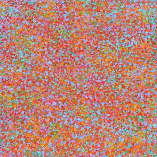 'Orange Gathering 1' acrylic on canvas 85x85cm 2024