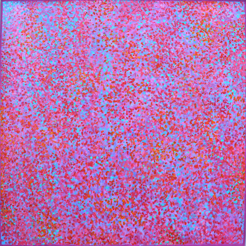 'Red Fusion' acrylic on canvas 2021 92x92cm