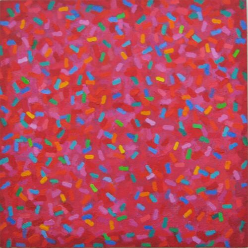 'Rotation on Crimson' 45x45cm acrylic on canvas 2010