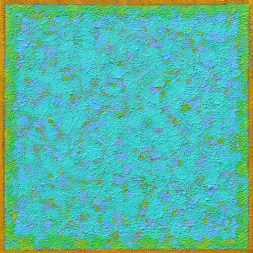 'Spring Morning - Blue Green Yellow' 36x36cm acrylic on canvas 2016