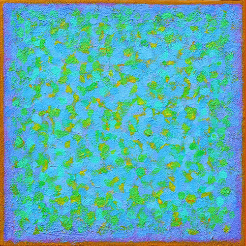 'Screen 8. Yellow Blue Green'. 36x36cm acrylic on canvas 2016