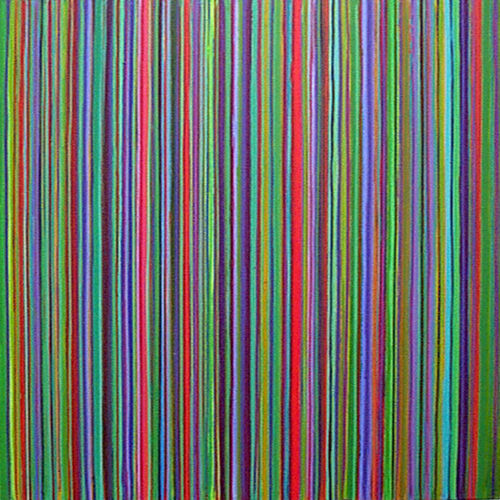 'Green Red Llines' 50x50cm acrylic on canvas 2004