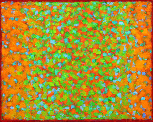 'Orange Green Transition' acrylic on boards 50x40cm 2019
