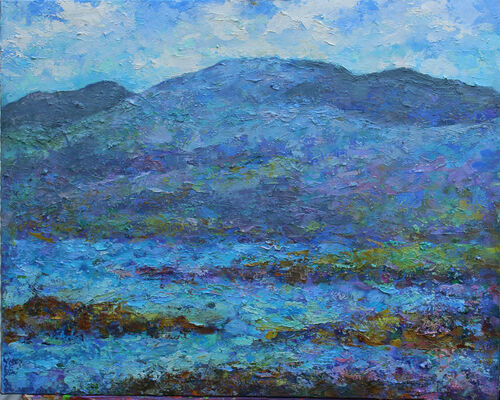 Kenmar River & Caha Mountains from Lambs Head, Cty Kerry' 2024 oil