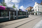 A Nottingham Tram leaving Market Square
