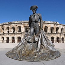 Sunlight on Matador statue Nimes France