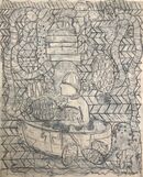 Catacombs and the Quarry, 160x130cms, 2020, ink and gesso on paper
