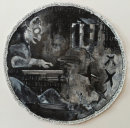 Cheerleader, 2017, ink, gesso, acrylic on paper, 110cm diameter
