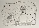 When the Clangers meet Philip Glass but cannot determine if he is angry or sad, 2019, 36x51cms, ink on paper