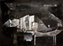 Soundless Flight, 2015, gesso and ink on paper, 57x77cms