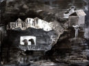 Symbols Of The Vanished, 2015, gesso and ink on paper, 57x77cms