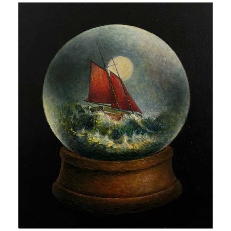 'Beneath A Shadowed Sky' oil on panel 16.5 x 19.5 cm