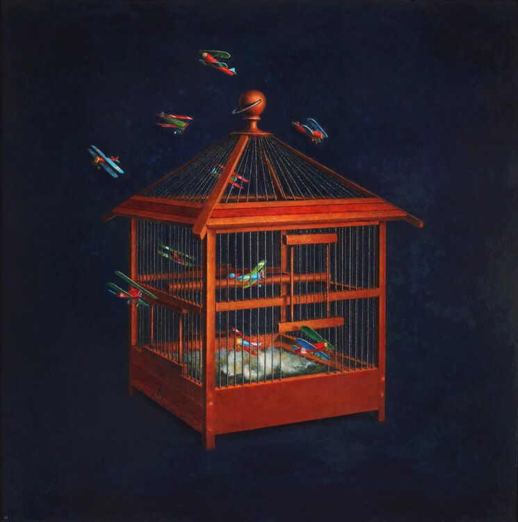 'The Aviary' Oil on Panel 90x90 cm