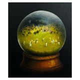 'Last Over Before The Rain' oil on panel 16.5 x 19.5cm