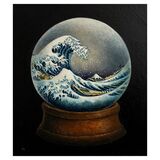 'The Great Wave Off Kanagawa' (after Hokusai) oil on panel 16.5 x 19.5cm