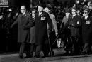 Blind war veterans marching past the Cenotaph, Whitehall