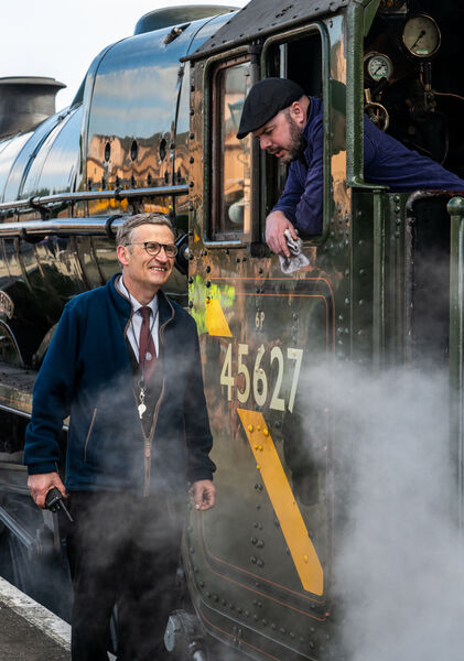 LMS Jubilee Class 4-6-0 No 45699 "Galatea", running as No 45627 "Sierra Leone" at Bewdley, Severn Valley Railway, 20 April 2025